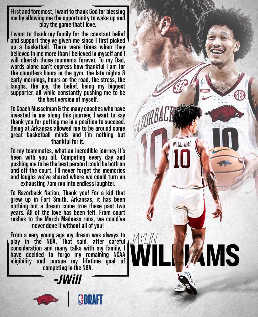 Jaylin Williams  Arkansas Razorbacks