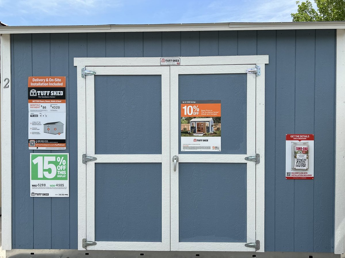 JohnBrayMorris1's tweet image. Eugene and Valerie promoting Tuff Sheds on this beautiful Saturday at #thesantafehomedepot! Some awesome savings and financing offers available right now! @PatrickHD3503 @SarahMonaco091 @EAkdigitov #PMDWinsWithServices