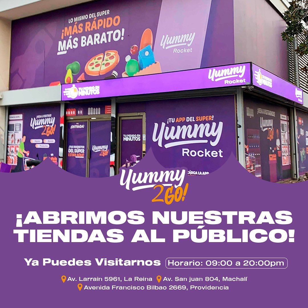Yummyscl's tweet photo. ¡3 de nuestras tiendas están abiertas al público! 🤩 puedes pedir por nuestra app #YummyRocket o visitarnos y vivir la experiencia #Yummy2GO https://t.co/o8cr1i9Qhh