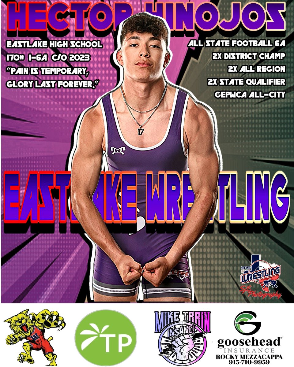 915Wrestling's tweet photo. Hector Hinojos of Eastlake High School.  
Presented by: @mike_train_insane @TROPICANAP @Rockymezz #elpasowildcats #sjephotography https://t.co/pj7eb4HM2e
