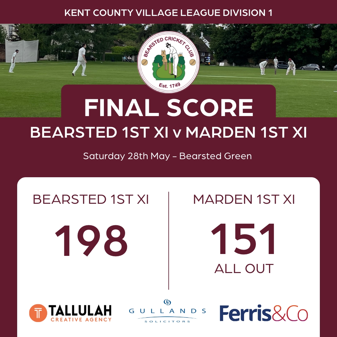 Great performance by Bearsted 1st XI as the defeat Marden . Nice work lads 🏏.