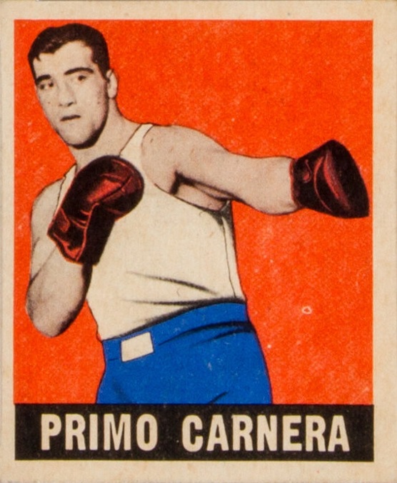 Primo Carnera, 1930s heavyweight champion, on a 1948 Leaf boxing card.