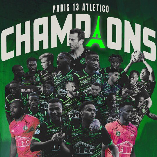 Paris13Atletico's tweet photo. 𝐏𝐚𝐫𝐢𝐬 𝟏𝟑 𝐩𝐫𝐨𝐦𝐮 𝐞𝐧 𝐍𝟏 !😍

Le Paris 13 Atletico est officiellement promu en championnat de National 1, soit la troisième division française.

Un immense bravo aux joueurs, staff, dirigeants et bénévoles pour cette nouvelle saison historique ! 👏

#TeamGobelins 💚🖤 https://t.co/bkrdOgz8UY