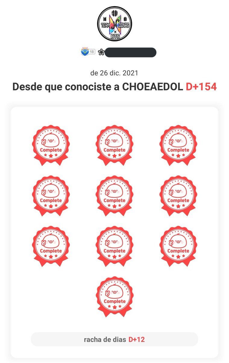 TeamNoonas's tweet photo. 🔴EVENTO DE VERIFICACIÓN DE ASISTENCIA DE CHOEAEDOL

📅27 Mayo - 9 Junio
🎁10000 💞 a 50 usuarios

¿Cómo participar?

1. Obten sellos durante 10 días 
2. Toma una captura de pantalla con todos los sellos
3. Subir ss junto al #StampGotcha
4. Cambia la etiqueta a evento

@BTS_twt https://t.co/FPp0hoPpX0