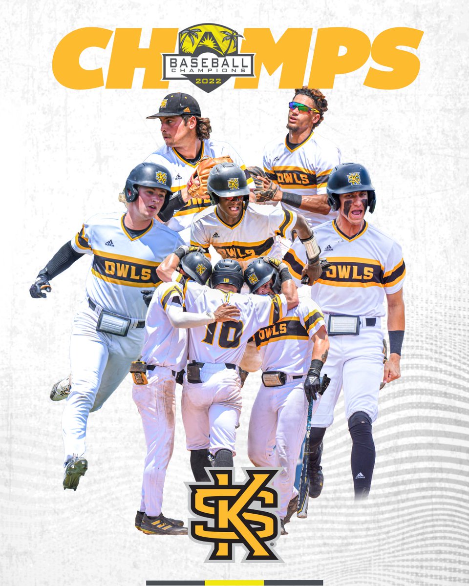 ASUNSports's tweet photo. .@KSUOwlsBaseball is the 2⃣0⃣2⃣2⃣ @ASUNBSB Champions after defeating the Flames to secure their first conference championship since 2014 🦉💪🏆

📰| https://t.co/5zA8ELug6Y

#ASUNBuilt | #OneKS🦉 https://t.co/TsneWo7JII