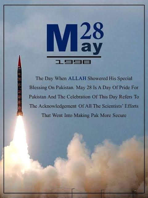 ClubClassTour2's tweet photo. The nation marks Youm -e- Takbeer on 28th May to commemorate the first nuclear test conducted on the hills of Chaghi, Baluchistan on 28th May 1998 (1st Safar according to the Islamic calendar) at 15:16.

We Bow to No one but, our Lord!

#YoumeTakbeer #28May1998 #ClubClassTour https://t.co/hq34AafkJZ