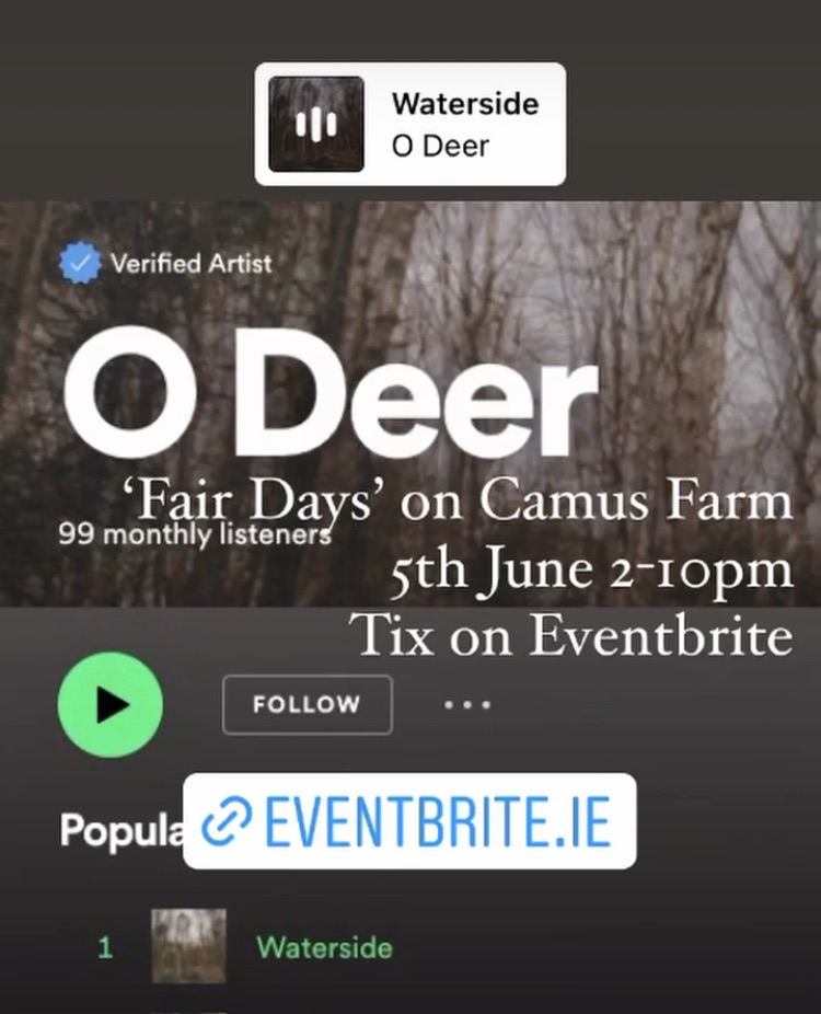 CamusFarm's tweet photo. 'Fair Days', Outdoor Concerts of Contemporary Folk.
5th June 2-10pm, €49 on Eventbrite.
'Waterside' by @odeermusic
Lorkin O Reilly
I Have A Tribe
O Deer
Rita Lynn
#fairdays #camusfarm #odeer #clonakilty https://t.co/36xnM25CsB
