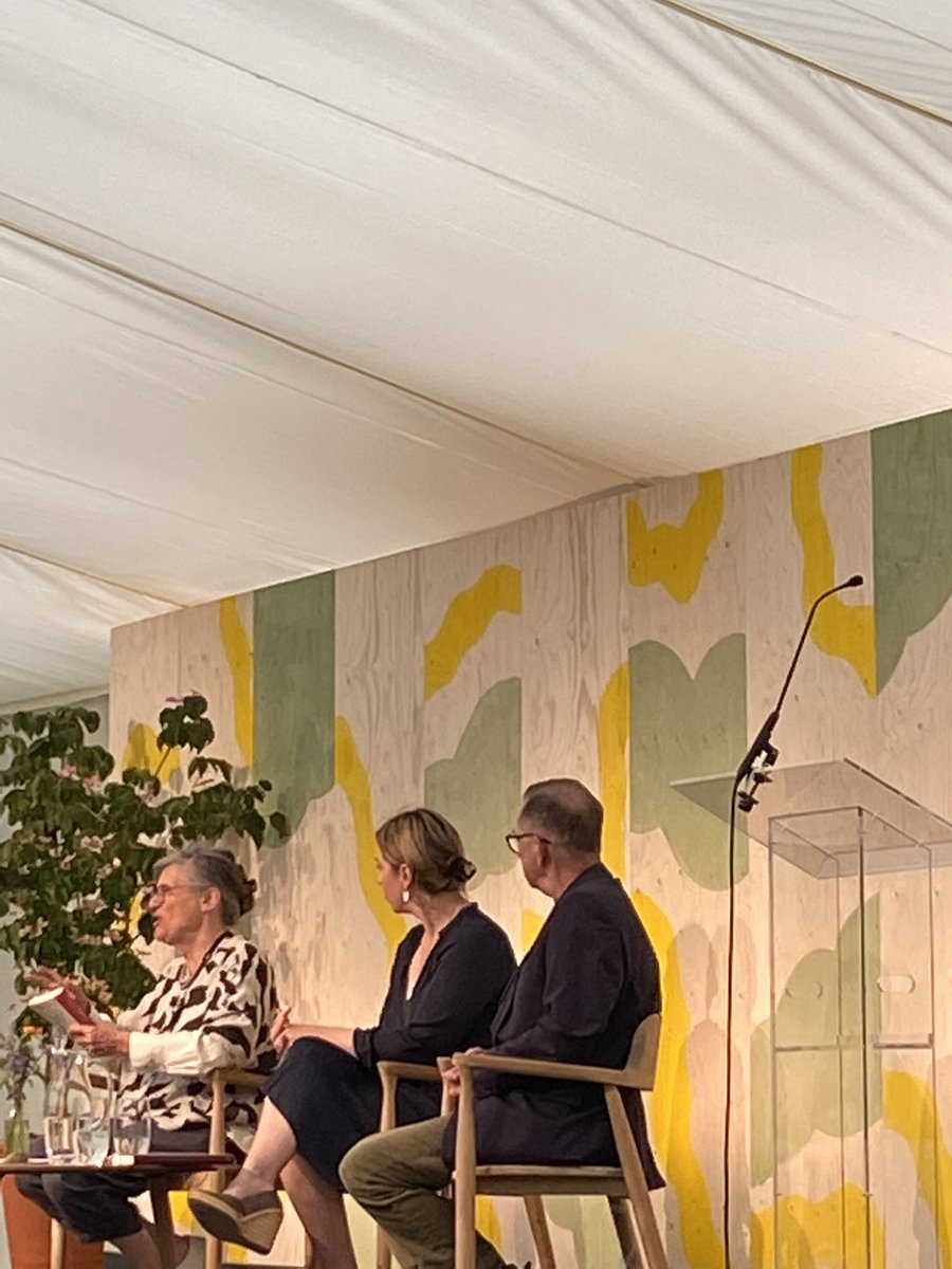 A brilliant talk @CharlestonTrust #CharlestonFestival - Kate Kennedy and Hermione Lee with Bloomsbury historian Simon Watney discussing what houses mean to us.