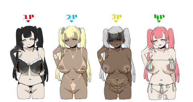 大乱闘4人対戦ゲームでたまにあるカラー選択で衣装も変わるやついいよねっていうのを伝えたかったんです。 