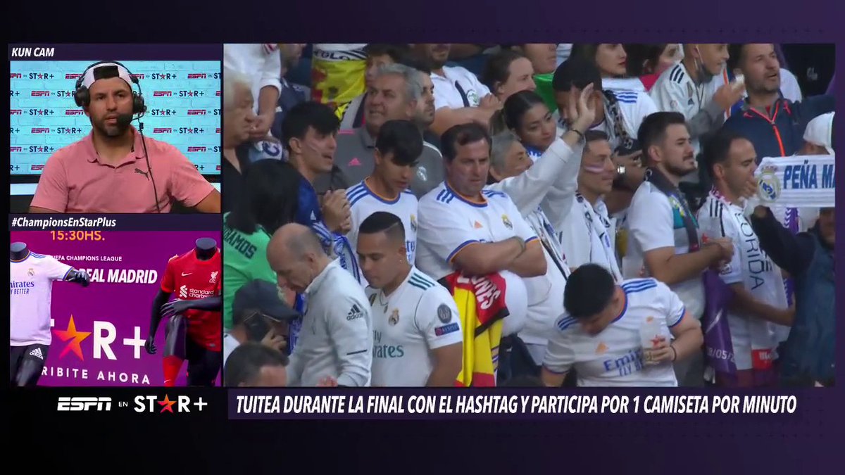 SC_ESPN's tweet photo. ¡PARTICIPÁ POR UNA CAMISETA POR MINUTO!

Durante la final de la Champions, tuitea con el hashtag #ChampionsEnStarPlus y ya estás participando ✅

Minutos pares 👉 Real Madrid ⚪
Minutos impares 👉 Liverpool 🔴

Solo para 🇦🇷🇨🇴🇨🇱🇵🇪🇪🇨

B&amp;C 👉 https://t.co/QLp0glh19S https://t.co/j6guIFTbCr