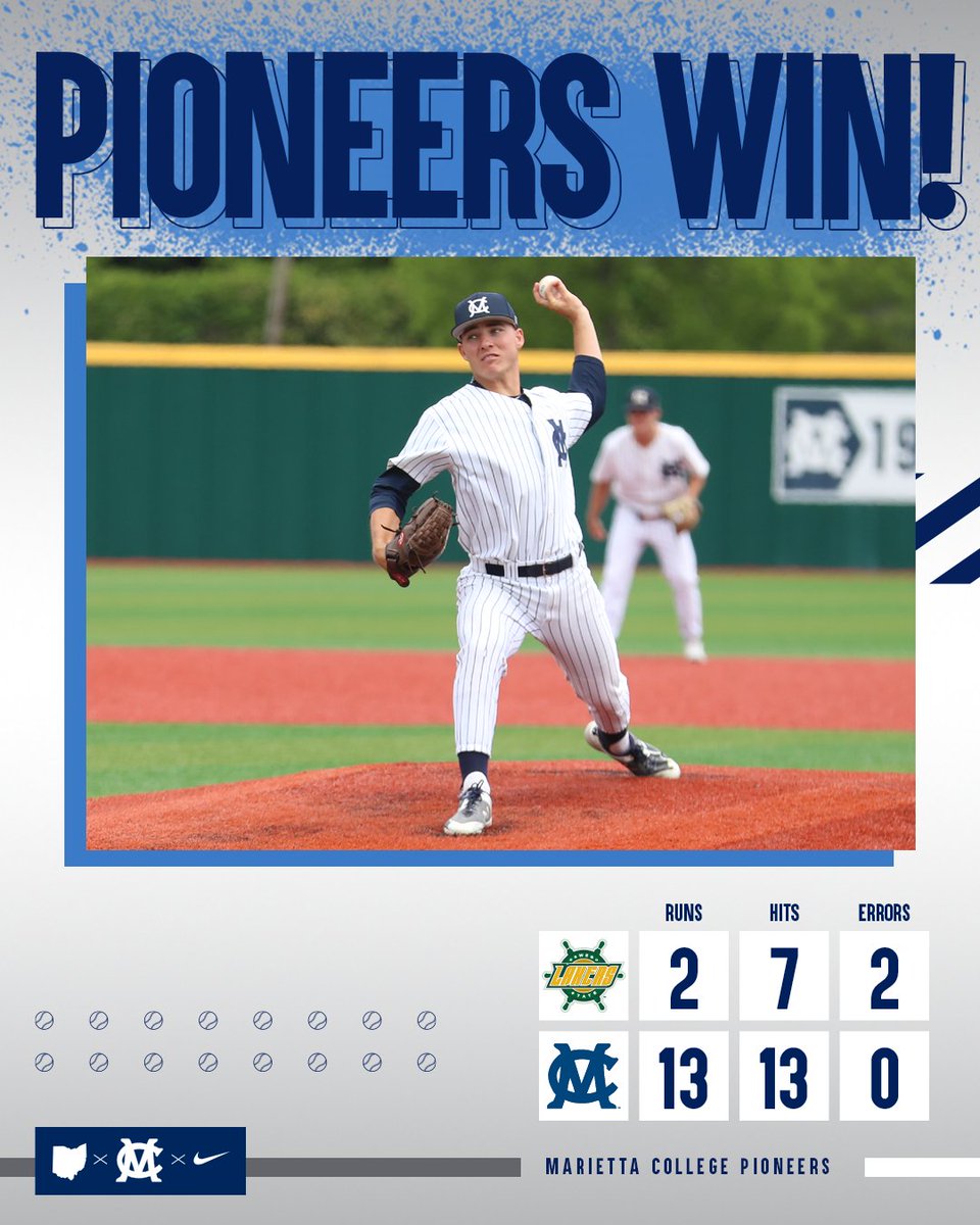 EttaExpress_MC's tweet photo. Big win today in the first game of the Super Regional. Need one more tomorrow. Valentine with 7 stromgs innings gets his 13th win. Carson 3-for-4, Yenzi, Holderbach and Castle with 2 hits each. Vietmeier and Castle with HRs. #EttaExpress #PioNation #d3baseball https://t.co/w43koXEMc9