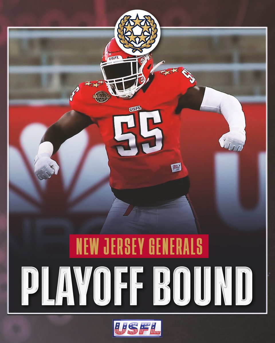 NBCSports's tweet photo. The @USFLGenerals are the first team to CLINCH a playoff berth in the @USFL! 👏 https://t.co/kaMHtl4crX