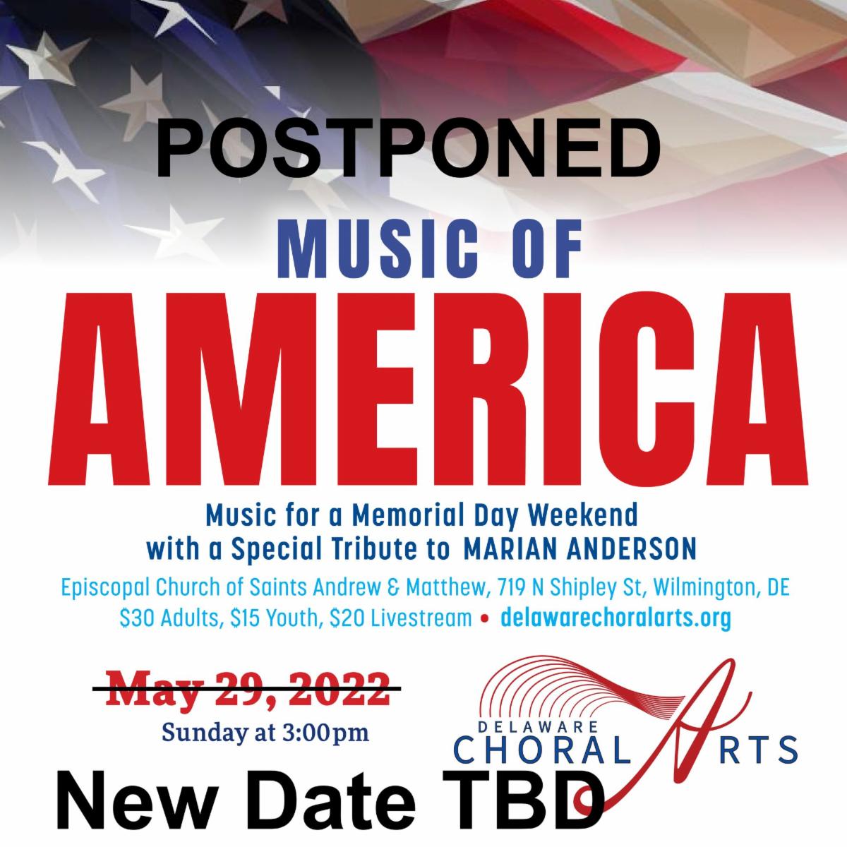 CONCERT POSTPONED: We are sorry to say that we need to postpone our upcoming Music of America concert, originally scheduled for Sunday 5/29.  Stay tuned for more information!  If you purchased tickets you will be contacted about swaps and refunds.

conta.cc/3a2TdDo