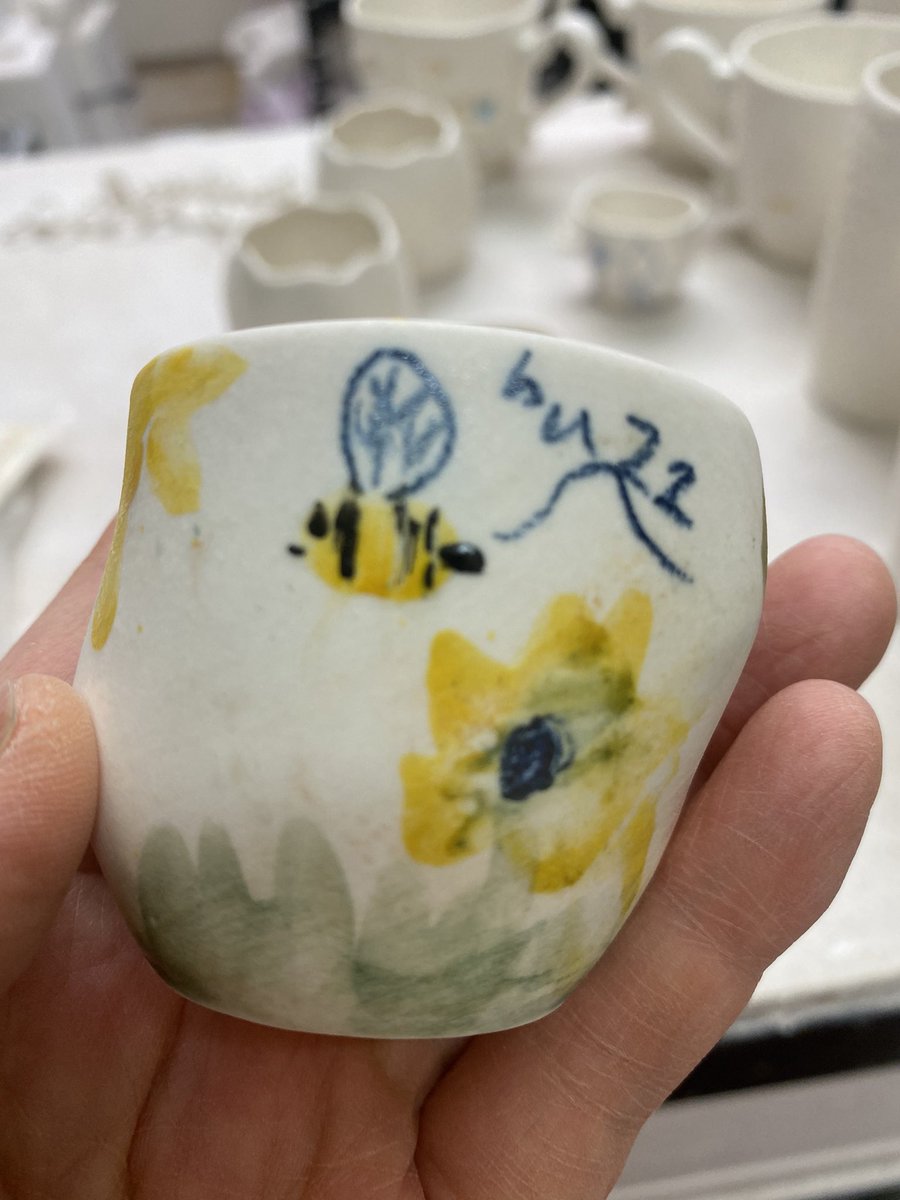 My daughter’s creations! She has been painting on bisque cups since she was 3….now 6 years experience 🤩