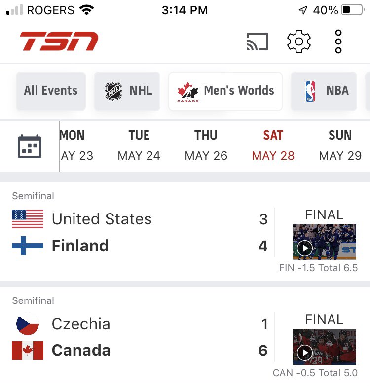 Team Canada plays Finland for Gold tomorrow morning!!