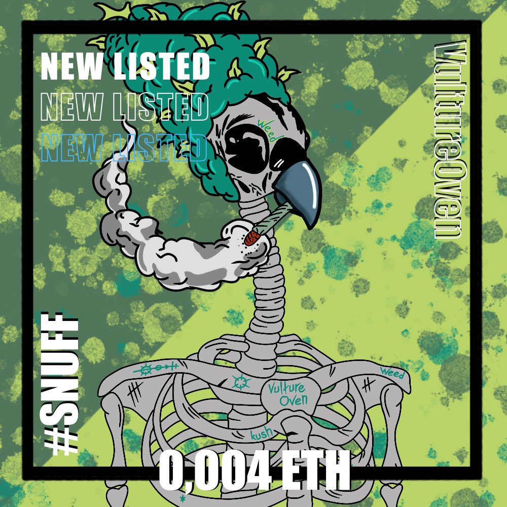 Vulture Oven #SnuffVulture Would you like to own a piece of our unique vulture collection? 
•
No Gas fee⛽
Polygon⛓️
0.004 eth💎
•
•  #NFT #nfts #nftart #nftcollector #nftcommunity #nftartist #nftartists #nftcollectors #nft