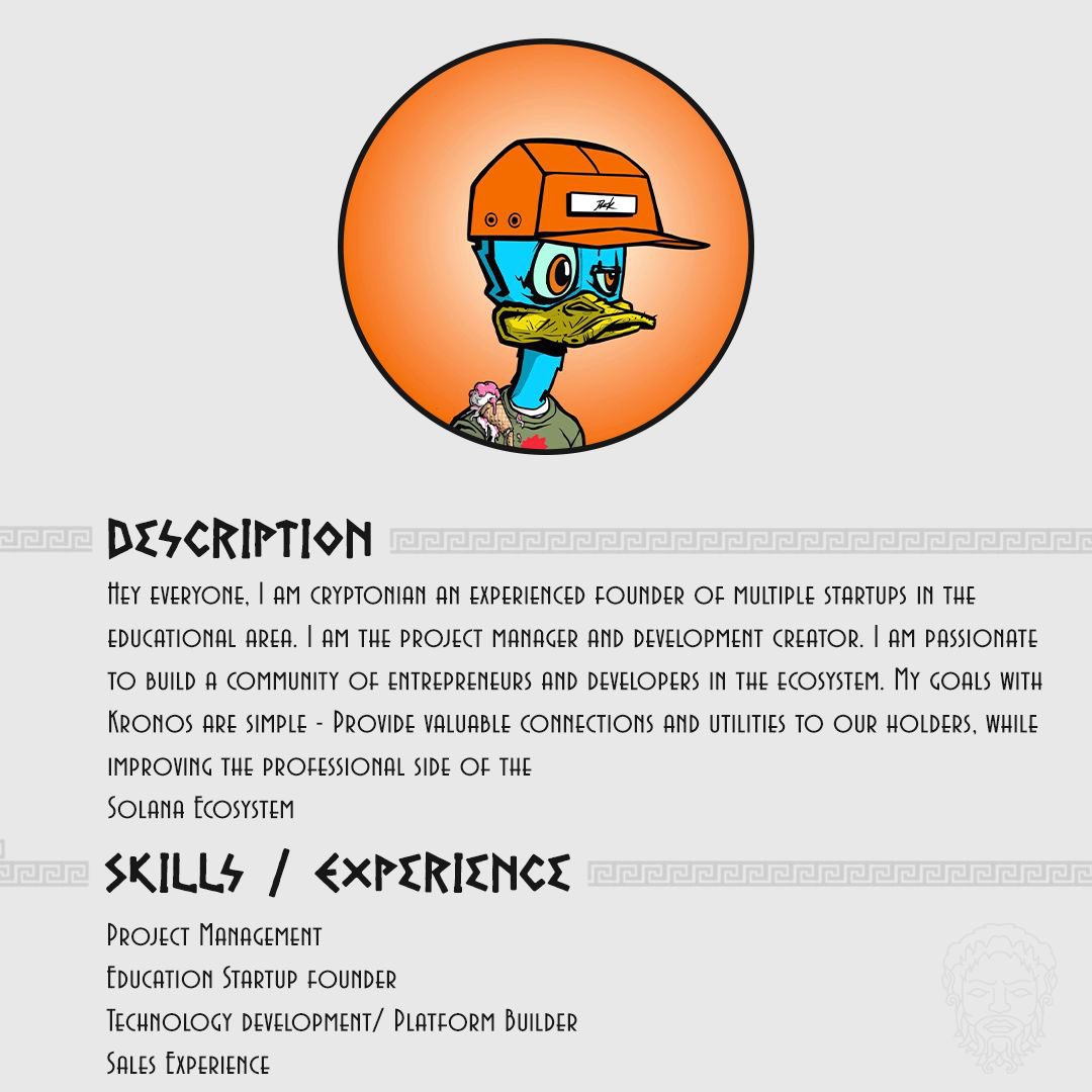 kronoscrewclub's tweet photo. Introducing @guru_solana, another of our founders whose main task is to be the project manager. Ask any questions for him in the comments! 

#nfts #solanaproject #solana #SolanaCommunity https://t.co/c6yekO8gXS