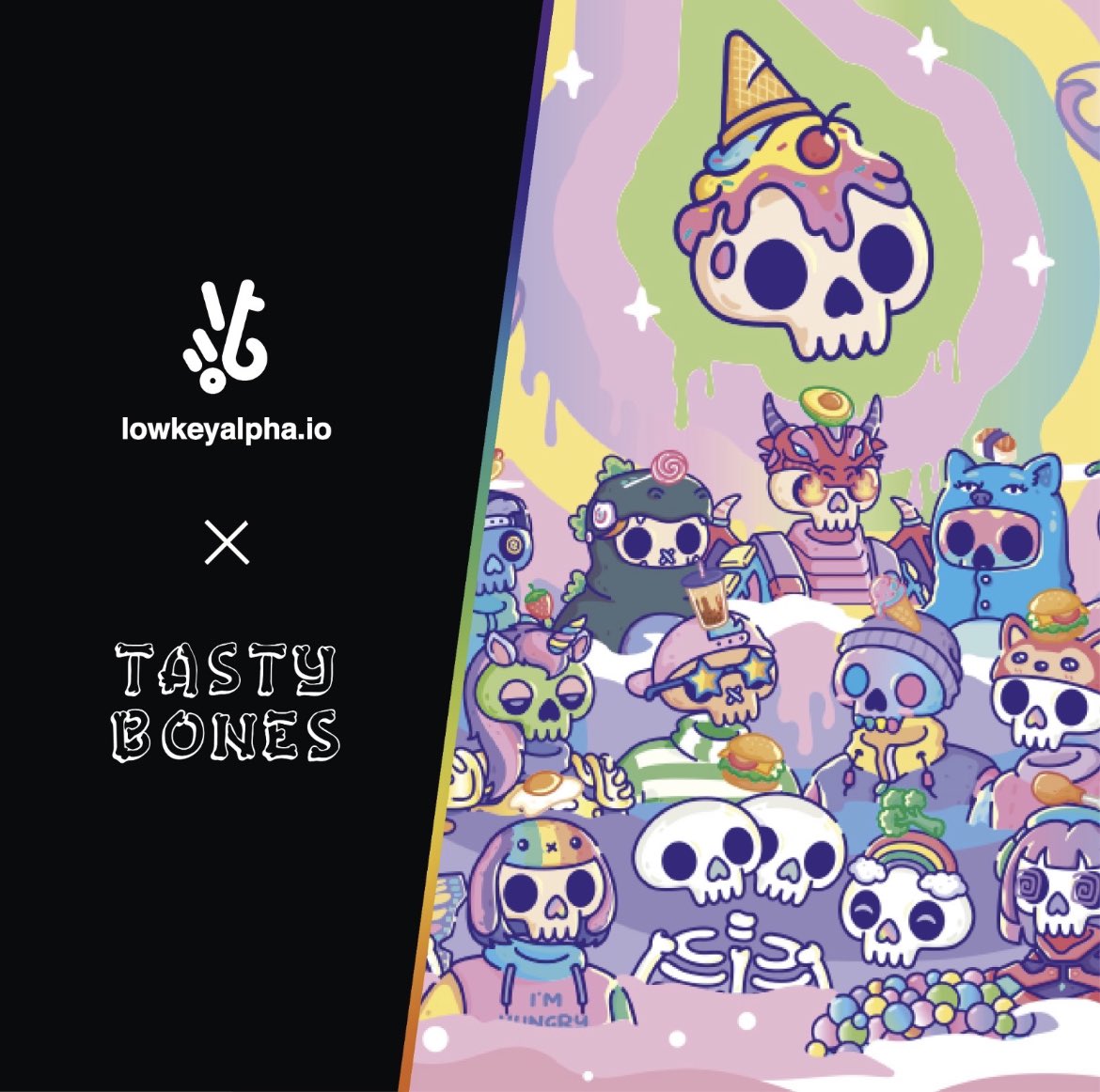 Lowkey Alpha x TastyBones 

our frens over at lowkey alpha allocated 3 WL spots for us!  🔑 

how to enter:
- follow both @lowkeyalpha_io &amp; @TastyCollabs
- like + rt
- ends in 24 hrs