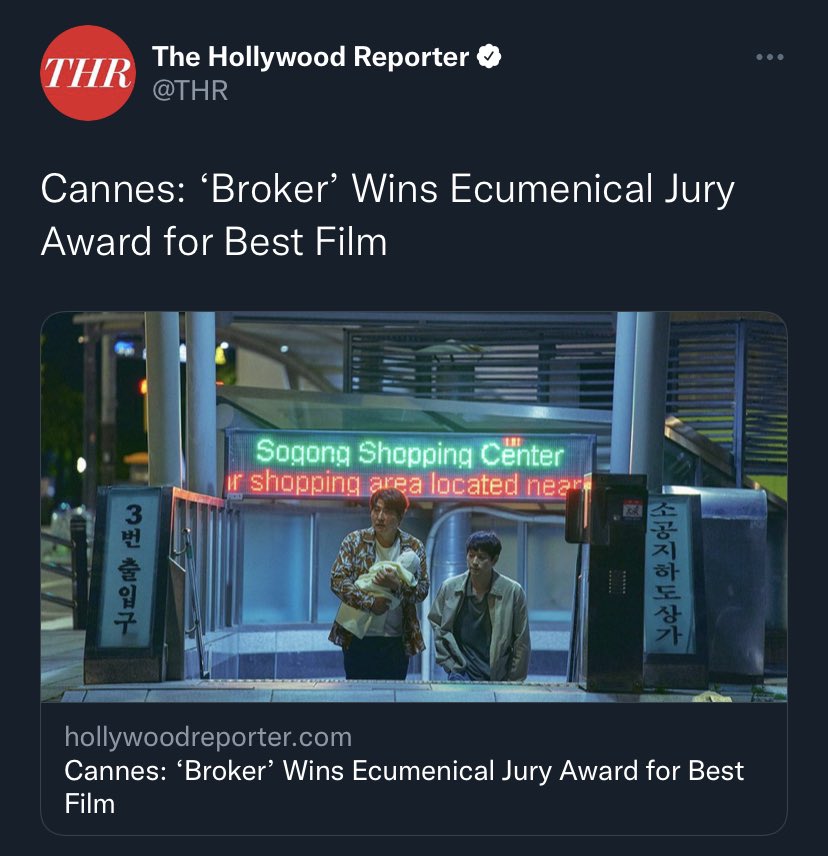 Congratulations #BROKER team for bagging 2 awards at the #CannesFilmFestival2022 🎉

◽️Best Actor: Song Kang Ho
◽️Ecumenical Jury Award for Best Film