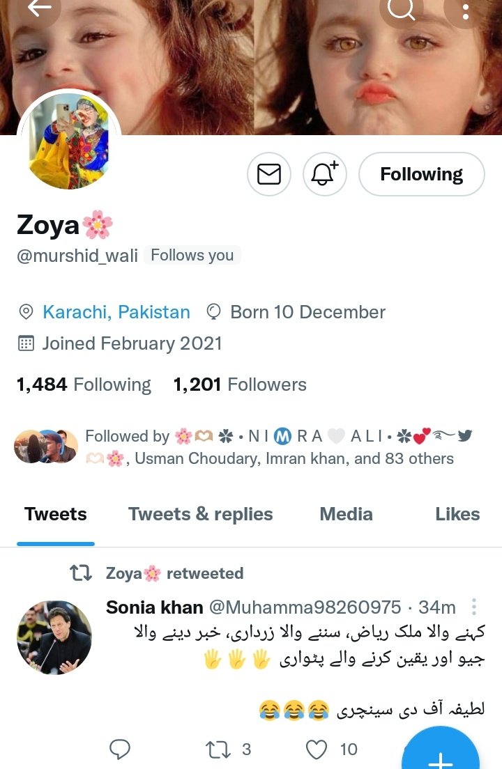 Kindly block or rpt this user, 
He's a boy &amp; sharing violent content n txts.
<a href="/murshid_wali/">Zoya🌸</a>