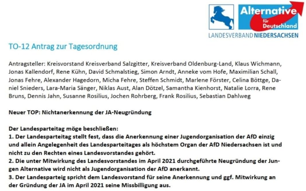 w_teupher's tweet photo. Auf dem Landesparteitag #h2805 der niedersächsischen #AfD in einem Zelt auf einem Platz in #Hannover wurde heute ein Antrag angenommen, der die Neugründung einer niedersächsischen #JungeAlternative missbilligt und nicht anerkennt. https://t.co/puMuBoXrJM