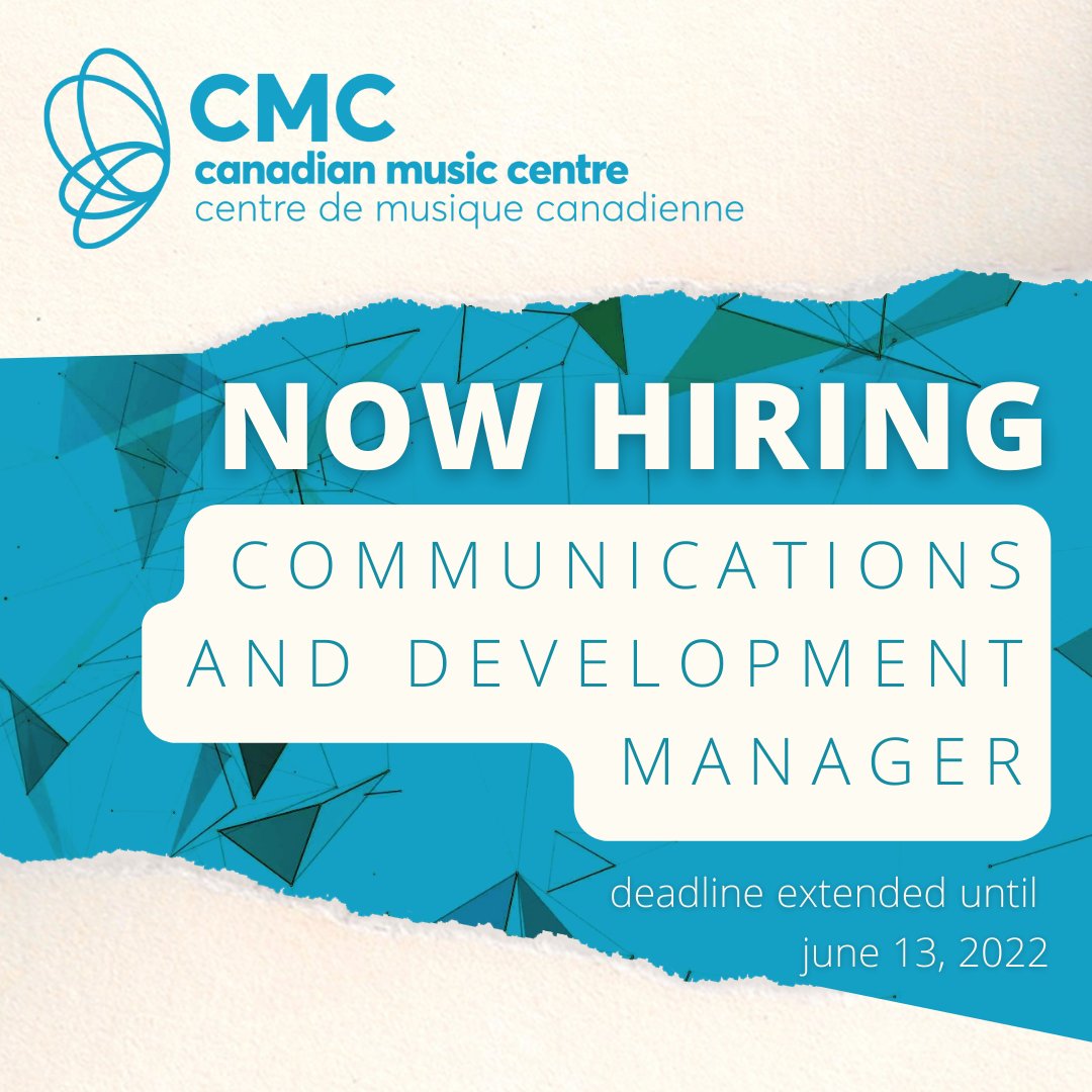 DEADLINE EXTENDED - June 13, 2022
-----
DATE LIMITE REPORTÉE - 13 juin 2022

cmccanada.org/employment-opp…