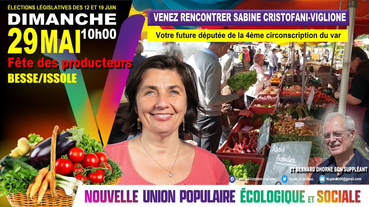 sab_cristofani's tweet photo. ✌️Je serai demain matin à partir de 10 h à la fête des producteurs de Besse-sur-Issole. Venez me poser toutes les questions que vous souhaitez au sujet du programme de la #Nupes.
#sabinedeputeeduvar #Circo8304 https://t.co/diliowM1ZF