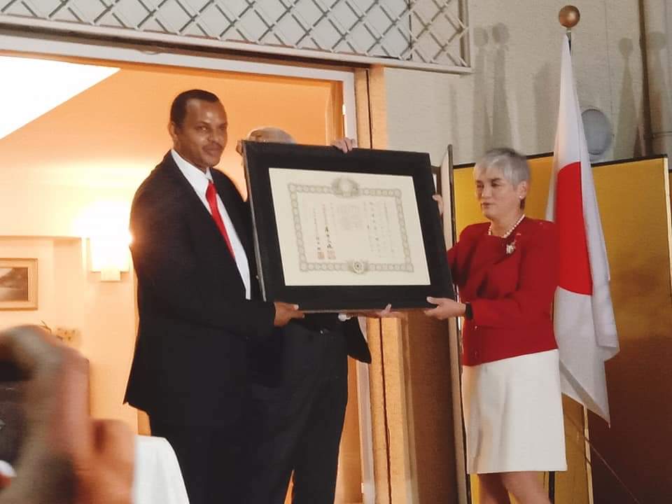 afeworkkassu's tweet photo. Humbled and overwhelmed with gratitude by the "Decoration of the Order of the Rising Sun, Gold and Silver Star" from Government of #Japan. I am so honored to have my diverse works connecting Japan and #Ethiopia received such a prestigious Decoration. Will contribute much more. https://t.co/XEEqBQL2Oz