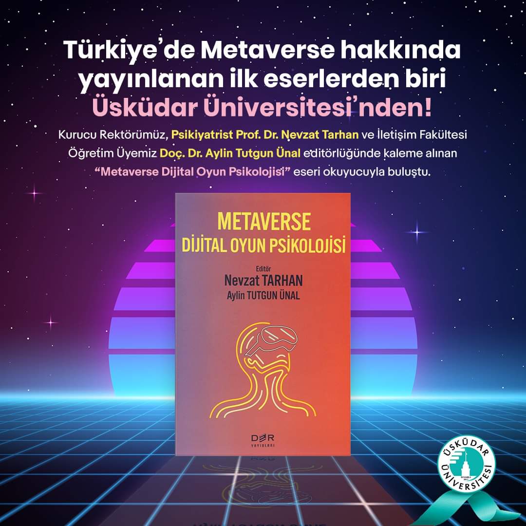 Metaverse Dijital Oyun Psikolojisi kitabımız raflarda yerini aldı. <a href="/KitabeviDer/">Der Yayınevi</a> ve pek çok kitap satış sitesinde bulabilirsiniz.. <a href="/drnevzattarhan/">Nevzat Tarhan</a> <a href="/aylintutgun/">Aylin Tutgun Ünal</a> editörlüğünde kıymetli yazarlarımızın kaleminden 30'un üzerinde bölüm yer alıyor.. #Metaverse #dijitaloyun #game #avatar