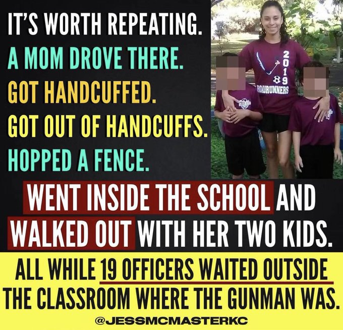What America is it, when 19 law enforcement officials did NOTHING as the children died?
- #UvaldePoliceCowards 

Ted Cruz refuses to acknowledge that guns kill people! 
- #TedCruzChildMassacre.

A brave mum escaped from the police &amp; saved her children! 

#DemVoice1  #Fresh