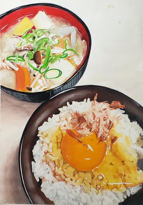 今から豚汁作ります。お昼に食べます。#おはようさん#朝活#イラスト#ポスターカラー#絵描きさんと繋がりたい 