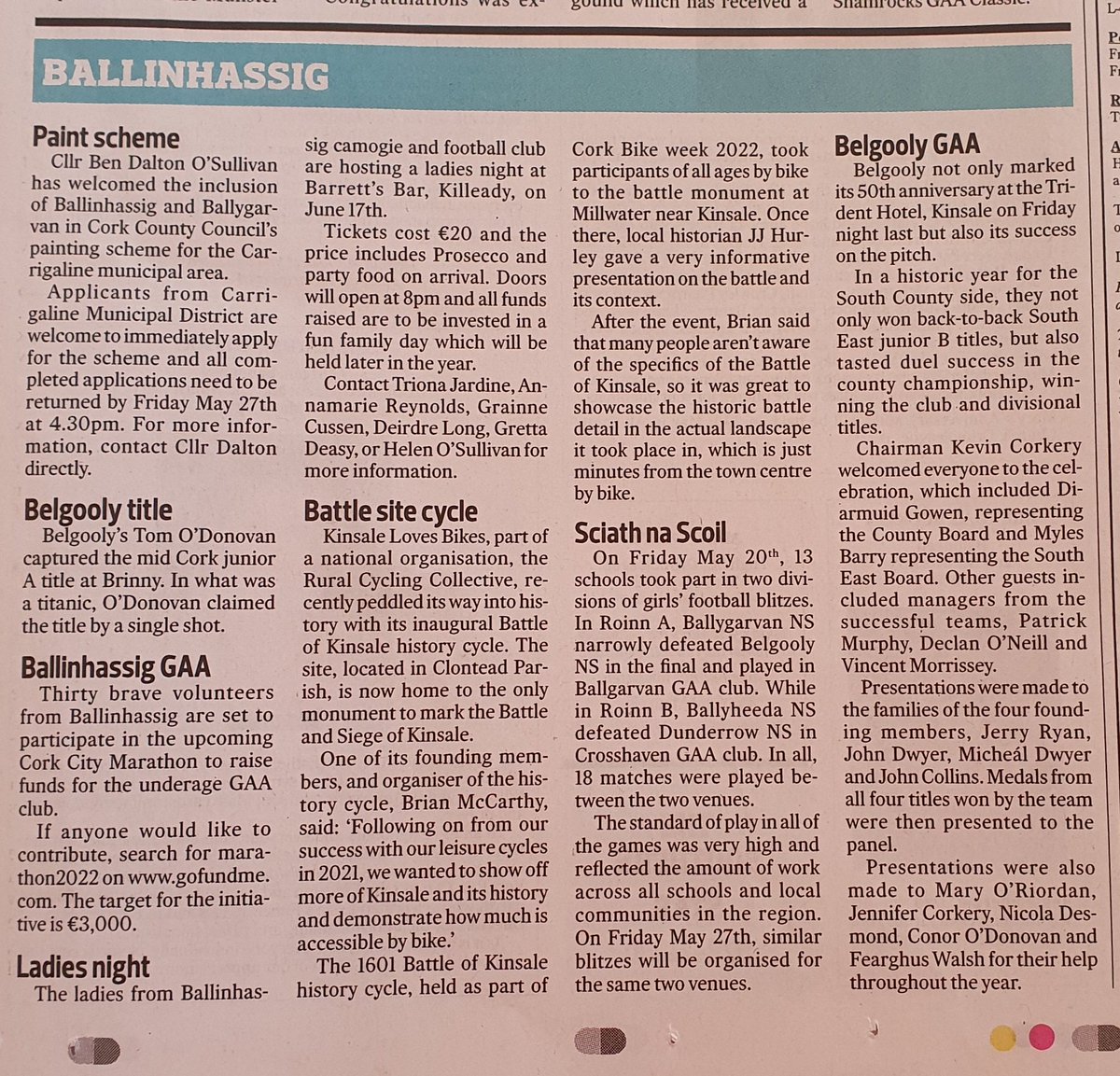 KinsaleBikes's tweet photo. @SouthernStarIRL #bikeweekcork #kinsale #kinsalelovesbikes @CorkBikeWeek @corksports @KinsaleObserver Nice piece on our Battle of Kinsale cycle last Saturday in this weeks Southern Star https://t.co/8y1XVdXGbd