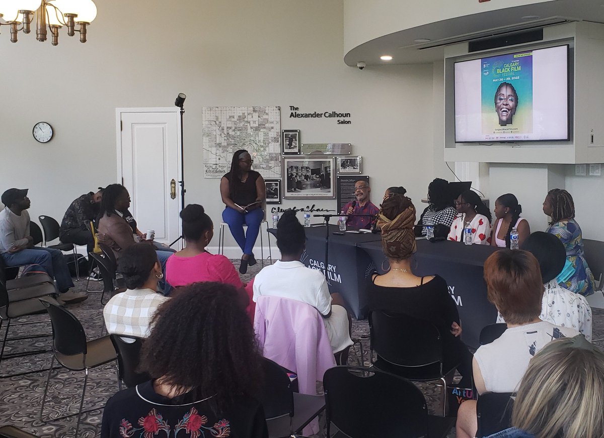 CABlackFilmFest's tweet photo. Thanks to everyone who attended the #CBFF22 Black Market: Meet the Filmmakers's panel at the @calgarylibrary (Memorial Park).
The @CABlackFilmFest runs until Sunday, May 29 in person and online. https://t.co/ZVjRkSl4je https://t.co/LFnh3P9LFr