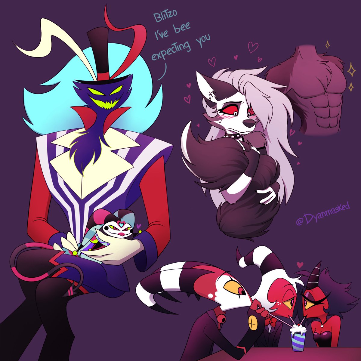 Unos cuantos dibujos💜. 
#myart #HelluvaBoss #HazbinHotel #HelluvaBossFanart #helluvabossmoxxie #HelluvaBossMillie #helluvabossblitzo #HelluvaBossLoona #HelluvaBossFizzarolli #helluvabossAsmodeus #loonafanart #furryart