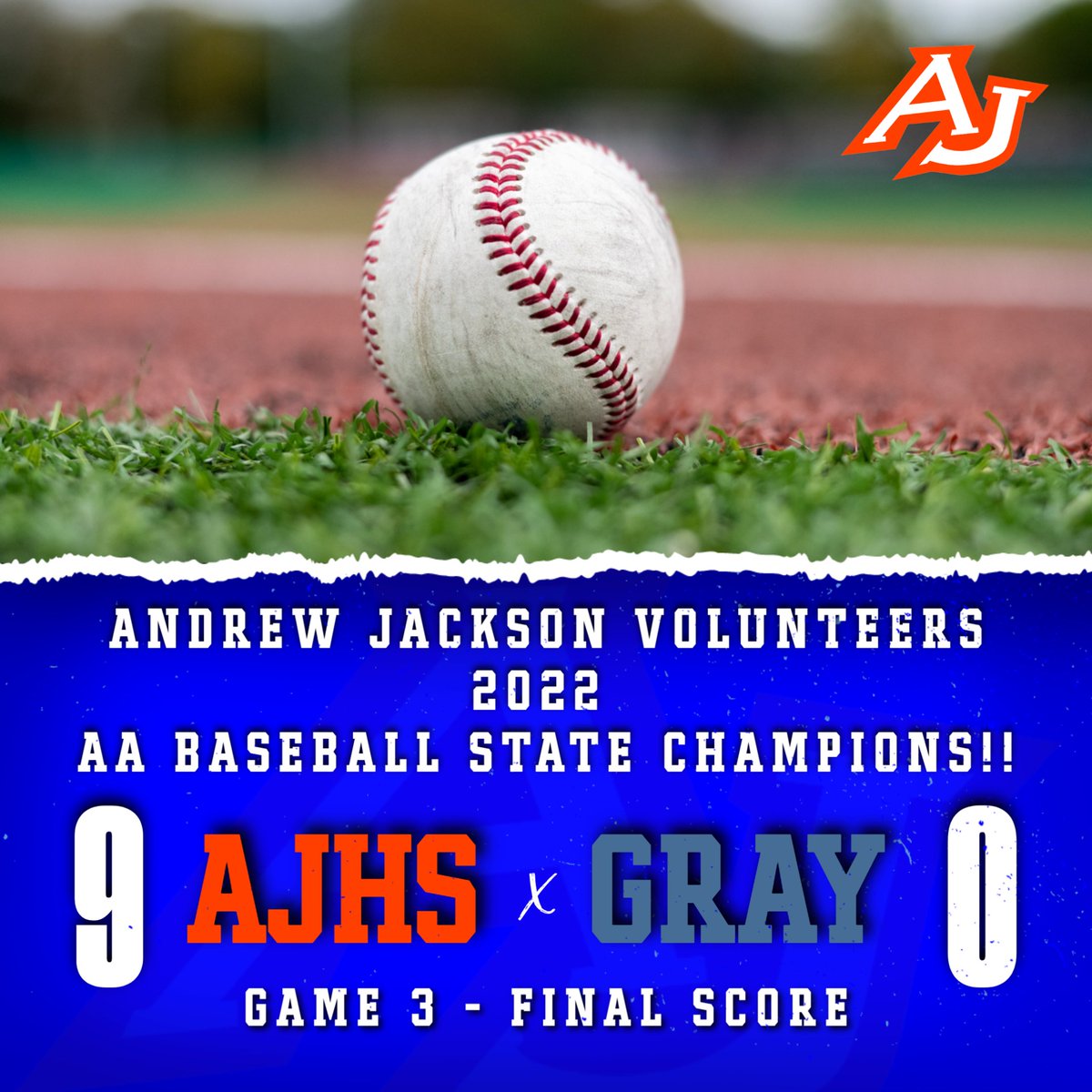 AJ Baseball.....Yes we did! We are rocking the bus on our way home with a AA State Championship under our belts! Thanks to AJ Nation for showing up LOUD and PROUD! Thanks to FMU and Coach Inabinet for hosting the game. 

Congratulations boys! You definitely earned it! 

#GoVols