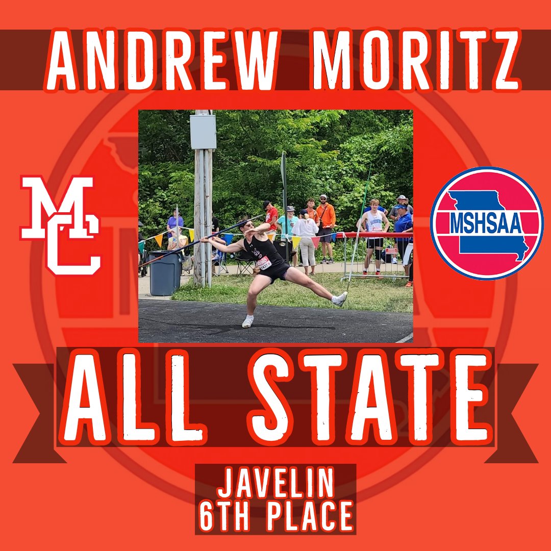 MCMustangTrack's tweet photo. Congrats to Andrew Moritz for earning the honor of All State Javelin during his junior year! #climb https://t.co/GSU0NlzRk8