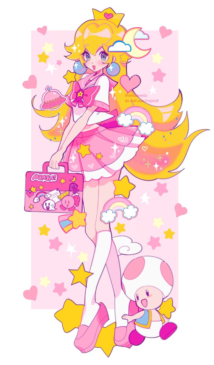 ピーチ姫 「here's a schoolgirl peach!! 💖 」|irene🩷🩷🩷のイラスト