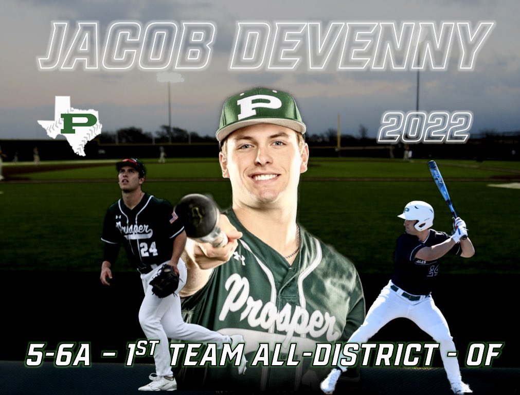 Congratulations to Jacob Devenny for his 5-6A 1st Team All-District selection as an outfielder. <a href="/_jacobdevenny/">Jacob Devenny</a> <a href="/RiceBaseball/">Rice Baseball</a> 

#Details212
#UncommonMen
#StandardsOverFeelings
#ProsperHSBaseball