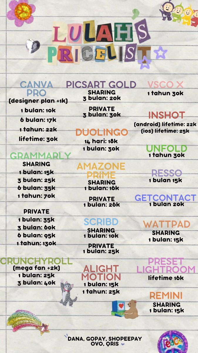 greeting peepz <3 ! aku jual app premium dengan harga yang aman buat kantong nih. pastinya 1000% aman, take a peek!

✷ full garansi
✷ trusted
✷ legal

how you will pay? payment bisa untuk semua e-wallet &amp; qris (+500p) yaaa. ps : kindly hit me up on whatsapp for the fastrep