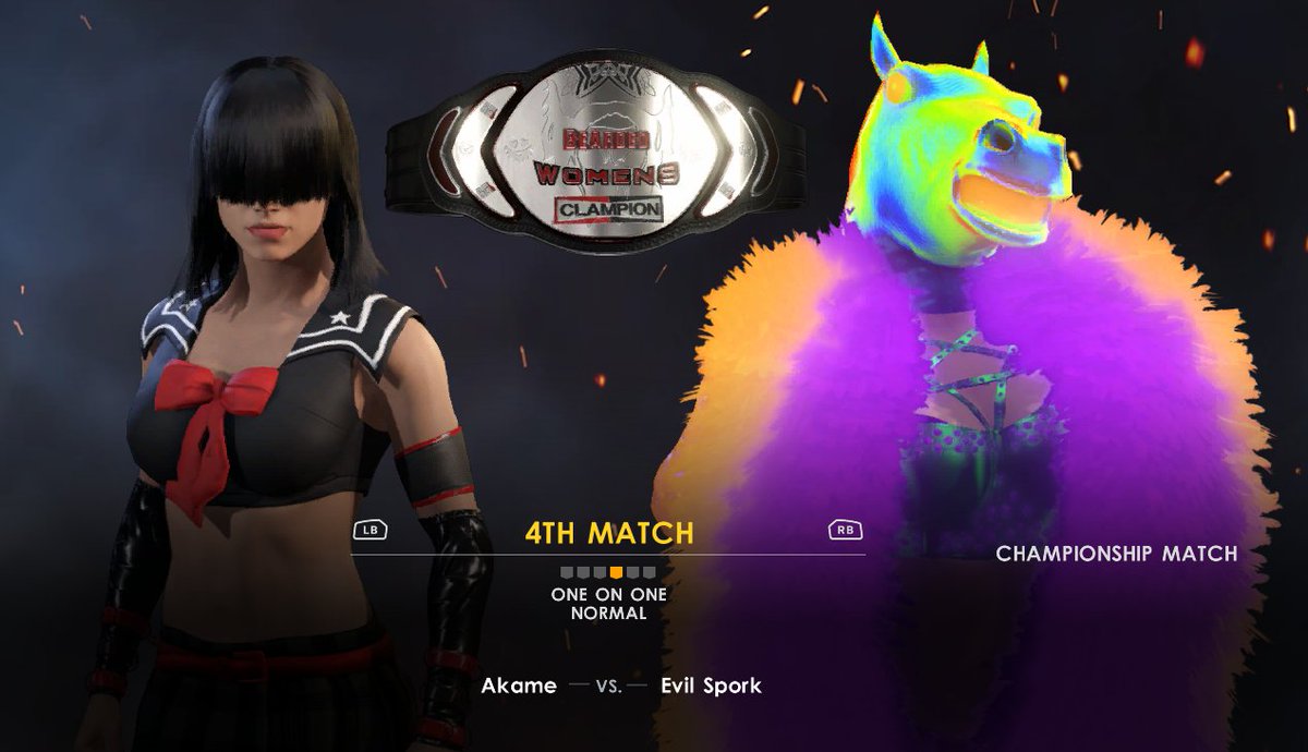 BeardedGames89's tweet photo. Up next is the Bearded Womans Clampionship match with Evil Spork defending her title vs Akame 
#BeardedGames #wwe2k22 #BGWA 

https://t.co/c0xQE4ueCo https://t.co/Kn7F0FCkic