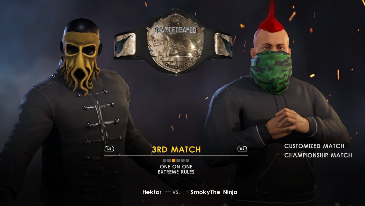 BeardedGames89's tweet photo. Then an Extreme Rules match for the BeardCore Championship  between Hektor and Smoky The Ninja 
#BeardedGames #wwe2k22 #BGWA 

https://t.co/c0xQE4ueCo https://t.co/zVO3AoGrNg