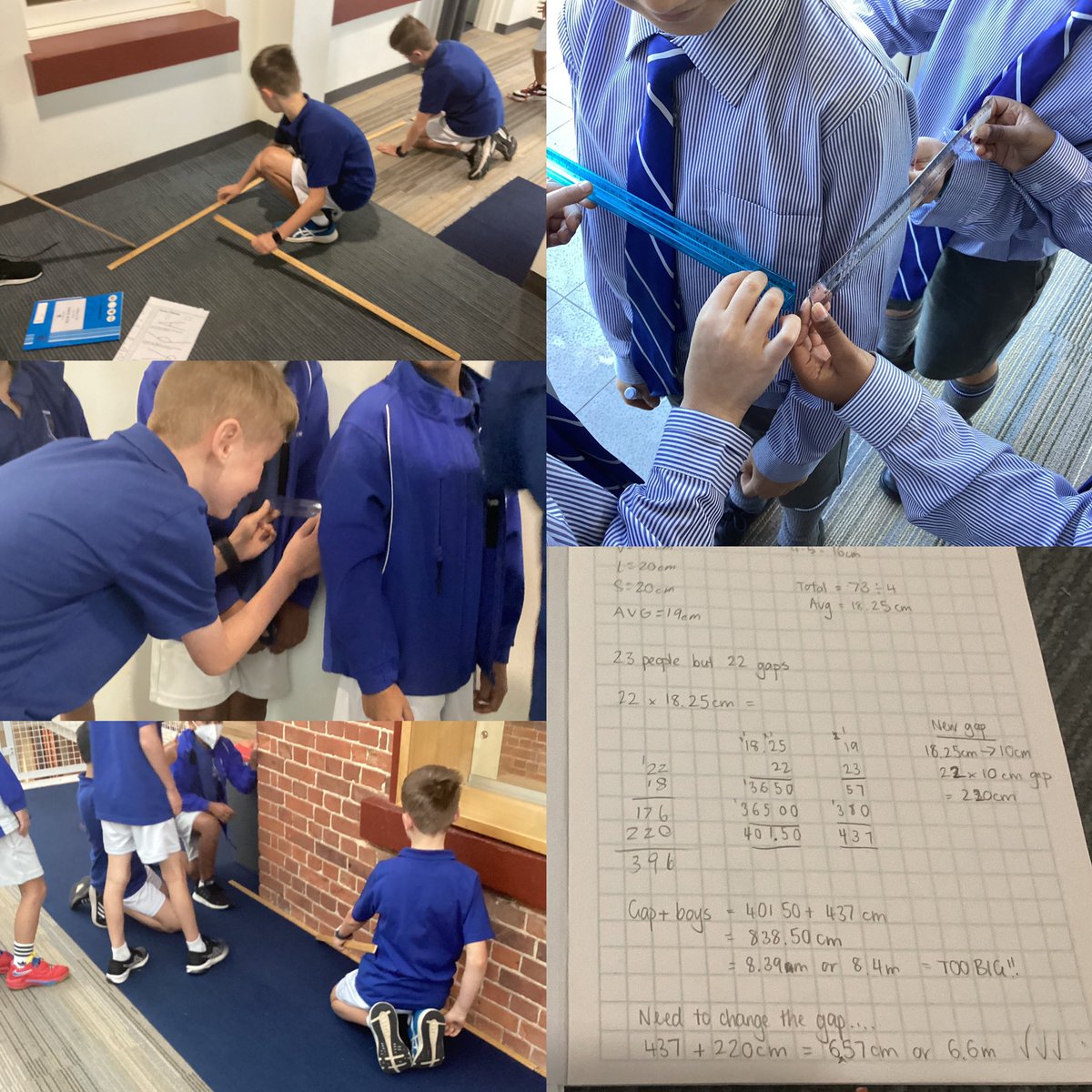 It took teamwork and creativity to find out how long the line would be if everyone in the class lined up next to each other. We #brainstormed #measured #calculated &amp; #reassessed until we had a solution. Well done boys! <a href="/JGelsthorpe/">Jon Gelsthorpe</a> <a href="/jasmineftaylor1/">Jasmine Taylor</a> @SPSC_Adelaide