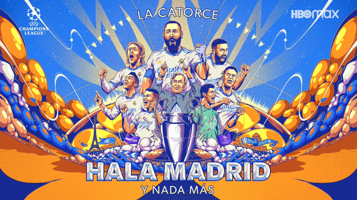 HBOMaxLat's tweet photo. HALA MADRID… Real Madrid jugó todos sus partidos al límite y acabó siendo campeón de la forma más épica en #LaChampionsEnHBOMax https://t.co/v4W45215aS