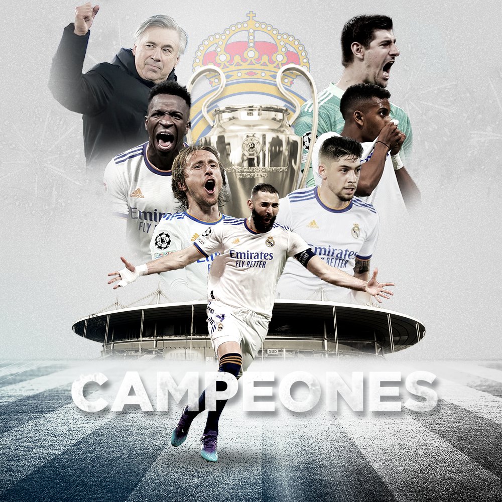 ¡¡REAL MADRID ES CAMPEÓN DE LA UEFA CHAMPIONS LEAGUE 2021/22!!
¡¡LLEGÓ LA DECIMOCUARTA DEL CLUB MÁS GRANDE DE LA HISTORIA!!
¡¡VENCIERON AL LIVERPOOL EN LA FINAL!!
¡¡TEMPORADA DE LIGA, CHAMPIONS Y SUPERCOPA!!
¡¡FUERON, SON Y SEGUIRÁN SIENDO LOS REYES INDISCUTIBLES DEL MUNDO!!