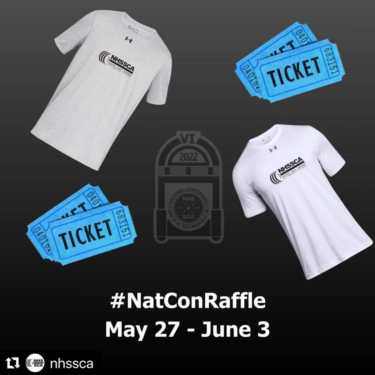 Here is a way to increase your chances. Starting today through next Friday 6/3, post pics of your rocking some NHSSCA swag &amp; use hashtag #NatConRaffle &amp; tag  NHSSCA. Top 3 most creative posts get an extra ticket in the raffle. To be eligible, you must be registered for NATCON