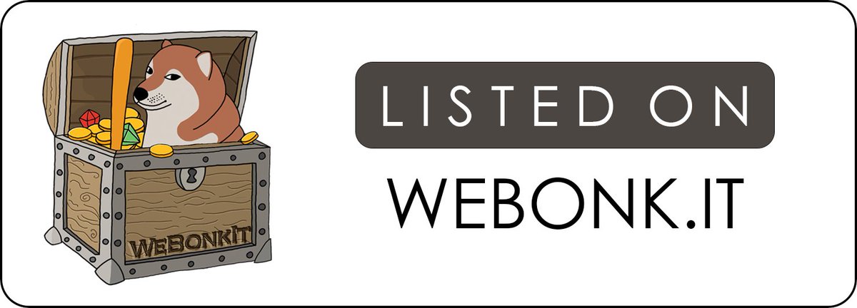 Listed on webonk.it Badge pack is done 🎉

First v1.0 release is coming tonight with the automatic listing and payment mechanism 🚀

Spread the word.

Link for the badge pack: mega.nz/folder/IeNw1Ia…

#webonkit #dogebonk $DOBO #findthegems