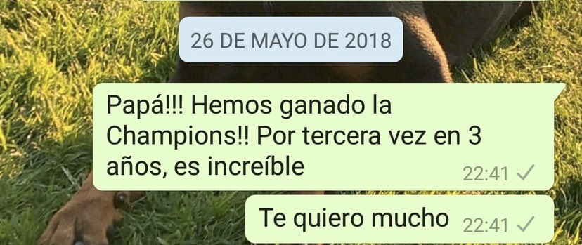 Lo vuelvo a celebrar contigo aunque no me leas. Te quiero mucho. Hala Madrid, Papá.