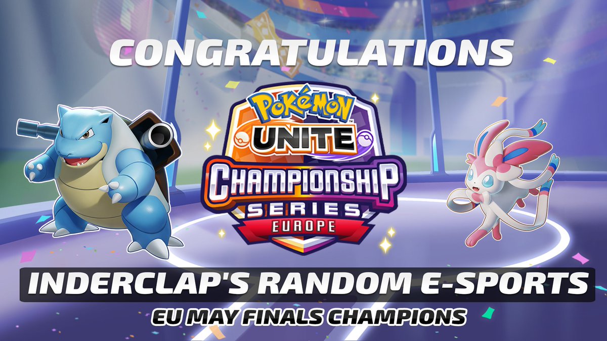 New team name, still at the top of their game! 🏆

inderClap's random e-Sports defend their Aeos Cup title and become the EU May Finals Champions! 👏

📺: twitch.tv/pokemonunite

#PokemonUNITE | #UNITEesports