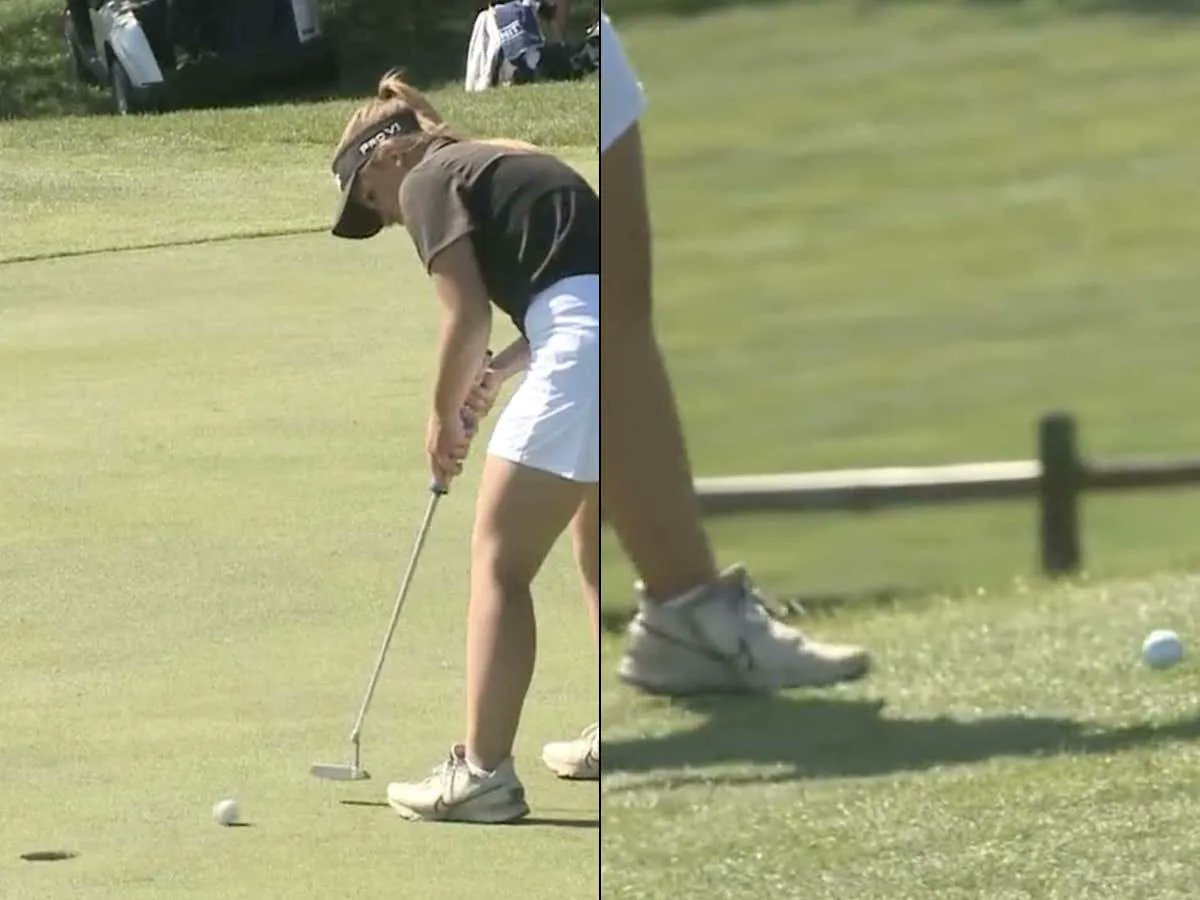 barstoolsports's tweet photo. Some Lunatic At A Girls High School Golf Tournament Made A Hole So Impossibly Hard That The Average Score Was A Quadruple Bogey With Putts From Just Two Feet Away Rolling Off The Green https://t.co/yQ2abhoo9y https://t.co/C3bEWU6d7e