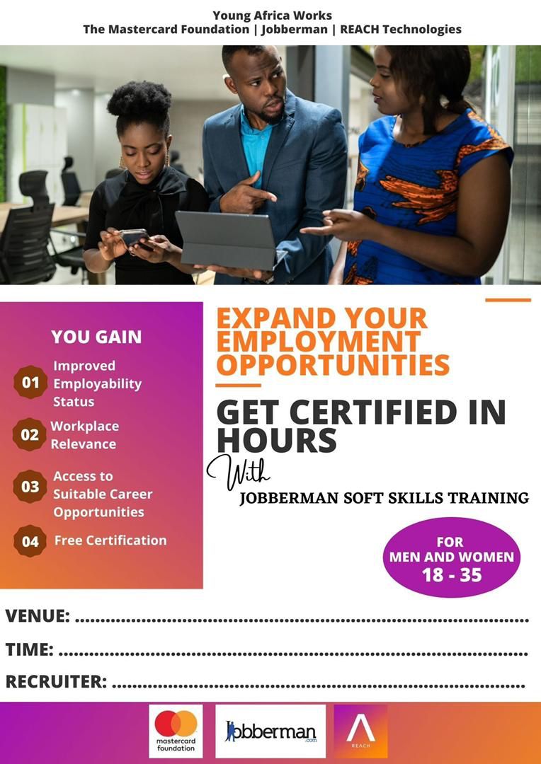 Favour40266615's tweet photo. Jobberman is doing a 2hrs free zoom online training, that can help you in the labour market, after which you also get certified for free...... Register via this link to book your slot now

https://t.co/FEugJ13XPo https://t.co/EXh3s5uj4E